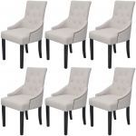 Cadeiras de Jantar 6 Peças Tecido Cinzento Creme - 272507