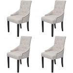 Cadeiras de Jantar 4 Peças Tecido Cinzento Creme - 272506