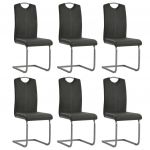Cadeiras de Jantar Cantilever 6 Peças Couro Artificial Cinzento - 275462