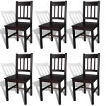 Cadeiras de Jantar 6 Peças Madeira de Pinho Castanho-escuro - 271499