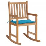 Cadeira de Baloiço com Almofadão Azul Teca Maciça - 3062761
