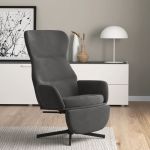 Cadeira de Descanso com Apoio de Pés Veludo Cinza-escuro - 3097496