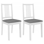 Cadeiras de Jantar com Almofadões 2 Peças Madeira Maciça Branco - 247636