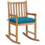 Cadeira de Baloiço com Almofadão Azul-claro Teca Maciça - 3062776