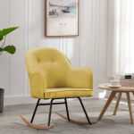 Cadeira de Baloiço Veludo Amarelo Mostarda - 289525