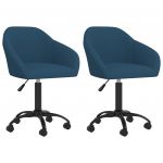 Cadeiras de Jantar Giratórias 2 Peças Veludo Azul - 330555