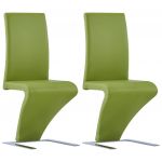 Cadeiras de Jantar Ziguezague 2 Peças Couro Artificial Verde - 281898