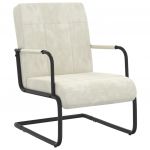 Cadeira Cantilever Veludo Branco Nata - 325797