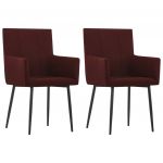 Cadeiras Jantar com Apoio de Braços 2 Peças Tecido Vermelho Tinto - 281848