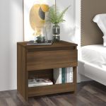 Mesa Cabeceira 40x30x39 cm Derivados Madeira Carvalho Castanho - 815133