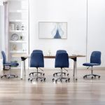 Cadeiras e Jantar 6 Peças Tecido Azul - 3056544