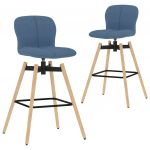 Cadeiras de Bar Giratórias 2 Peças Tecido Azul - 289476