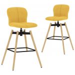 Cadeiras de Bar Giratórias 2 Peças Tecido Amarelo - 289479