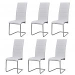 Cadeiras de Jantar Cantilever 6 Peças Couro Artificial Branco - 272419
