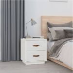 Mesa de Cabeceira 40x34x45 cm Madeira de Pinho Maciça Branco - 818327