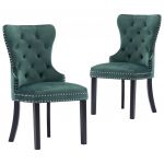 Cadeiras de Jantar 2 Peças Veludo Verde-escuro - 287960