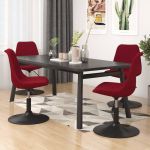 Cadeiras de Jantar Giratórias 4 Peças Veludo Vermelho Tinto - 338381