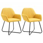 Cadeiras de Jantar 2 Peças Tecido Amarelo - 249814