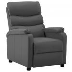 Cadeira Reclinável Couro Artificial Cinzento - 289685