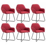 Cadeiras de Jantar 6 Peças Tecido Vermelho Tinto - 277111