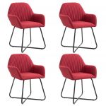 Cadeiras de Jantar 4 Peças Tecido Vermelho Tinto - 277110