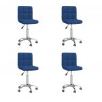 Cadeiras de Jantar Giratórias 4 Peças Tecido Azul - 3087515