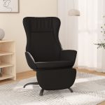 Cadeira de Descanso com Apoio Couro Artificial Preto Brilhante - 3097895
