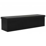 Banco de Arrumação Dobrável Couro Artificial 150x38x38 cm Preto - 247091