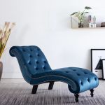 Sofá Chaise Longue em Veludo Azul - 248608
