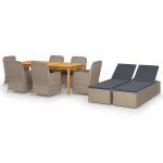 9 Peças Conjunto de Jantar para Jardim Castanho - 3067915