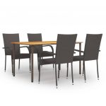 5 Peças Conjunto de Jantar para Jardim Vime Pe Castanho - 3072491