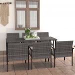7 Peças Conjunto de Jantar para Jardim Vime Pe Cinzento - 3065715
