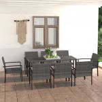 9 Peças Conjunto de Jantar para Jardim Vime Pe Cinzento - 3065716
