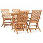 5 Peças Conjunto Jantar Dobrável para Exterior Madeira Teca Maciça - 3059982