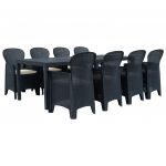 Conjunto Jantar para Exterior 9 Peças Plástico Antracite Aspeto Vime - 276137