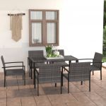 7 Peças Conjunto de Jantar para Jardim Vime Pe Cinzento - 3065714