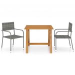 3 Peças Conjunto de Jantar para Jardim Cinzento - 3068721