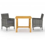 3 Peças Conjunto de Jantar para Jardim Cinzento - 3068684