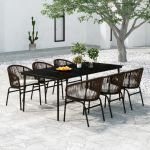 7 Peças Conjunto de Jantar para Jardim Castanho - 3099249