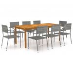 9 Peças Conjunto de Jantar para Jardim Cinzento - 3067925