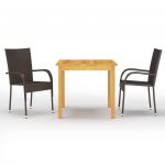 3 Peças Conjunto de Jantar para Jardim Castanho - 3067689