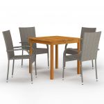 5 Peças Conjunto de Jantar para Jardim Cinzento - 3067694