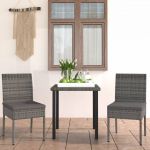 3 Peças Conjunto de Jantar para Jardim Vime Pe Cinzento - 3065699