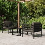 3 Peças Conjunto Lounge Jardim com Almofadões Alumínio Antracite - 3107780