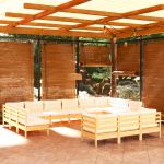13 Peças Conjunto Lounge Jardim com Almofadões Creme Pinho - 3097283