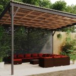 13 Peças Conjunto Lounge Jardim com Almofadões Vime Pe Castanho - 3102739