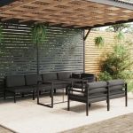 8 Peças Conjunto Lounge Jardim com Almofadões Alumínio Antracite - 3115928