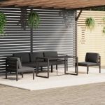 6 Peças Conjunto Lounge Jardim com Almofadões Alumínio Antracite - 3115919