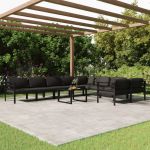 10 Peças Conjunto Lounge Jardim com Almofadões Alumínio Antracite - 3107824