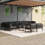 10 Peças Conjunto Lounge Jardim com Almofadões Alumínio Antracite - 3115927